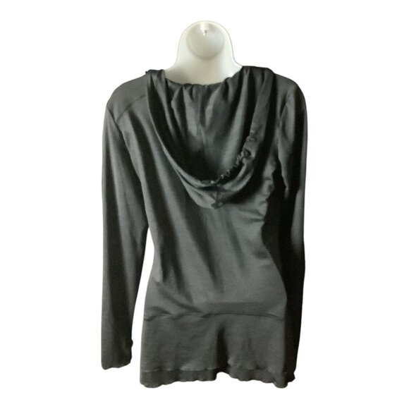 Calvin Klein Performance Quick Dry Womens Black Hooded Long Sleeve Ruched Top M - Picture 2 of 16